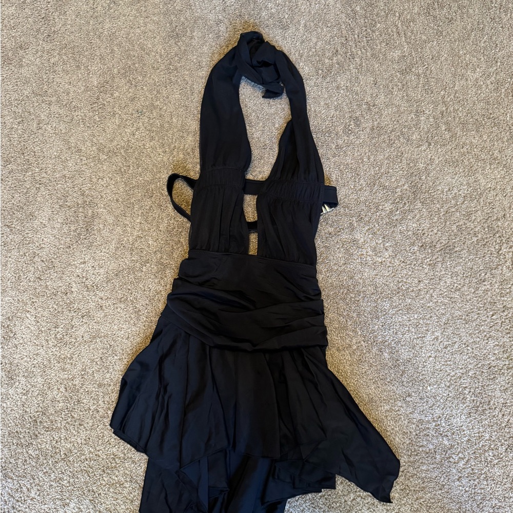 NWT! Generation Kiss Black Halter Neck Draped Mini Dress
